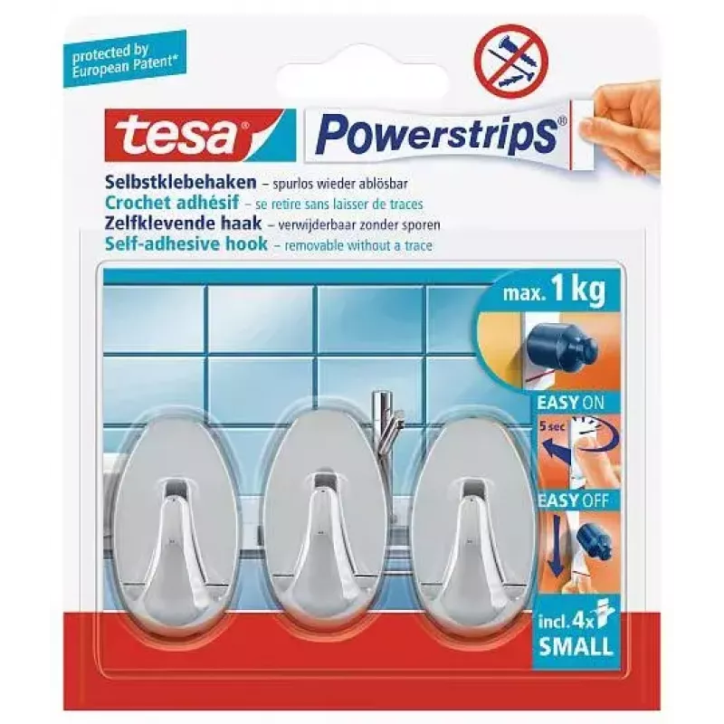 Gancho para toallas TESA 57543-00012 Indoor cromo 3 uds.