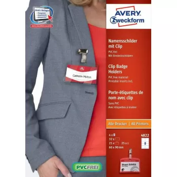 Etiqueta sin adhesivo AVERY 4822 transparente blanco rectangular 32 uds.