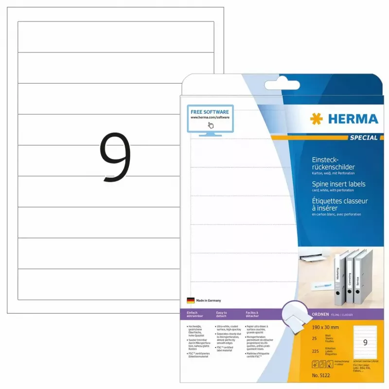 Etiquetas de impresora no adhesivas HERMA 5122