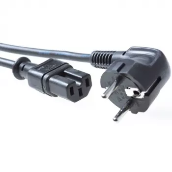 Cable de alimentación ACT conector de red CEE 7/7 (acodado) - C15 negro 1,5 m