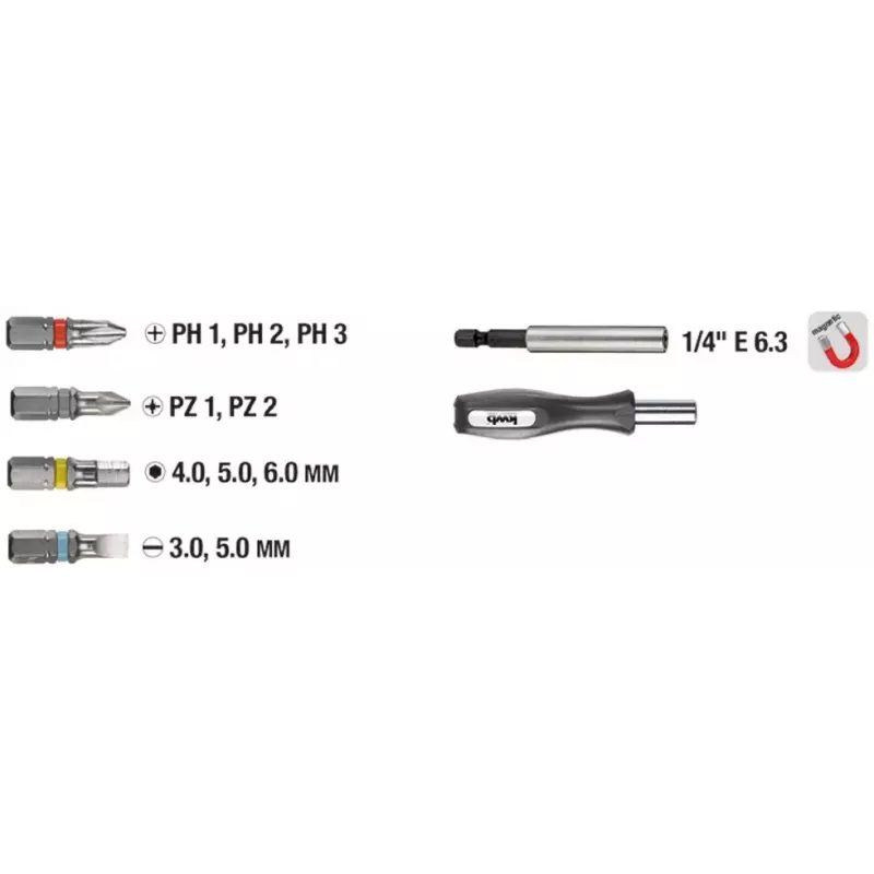 Juego de puntas de destornillador KWB Industrial Steel Standard Handy Bit Box