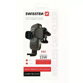 Soporte para coche con cargador inalámbrico SWISSTEN W2-AV5, carga Qi 15W, cable Micro-USB 1,2 m