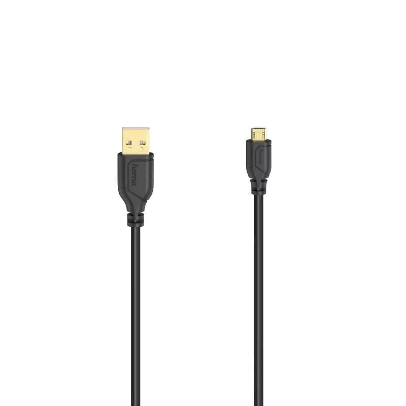 Hama Flexi-slim Cable USB USB 2.0 0,75 m Micro-USB A USB A Negro