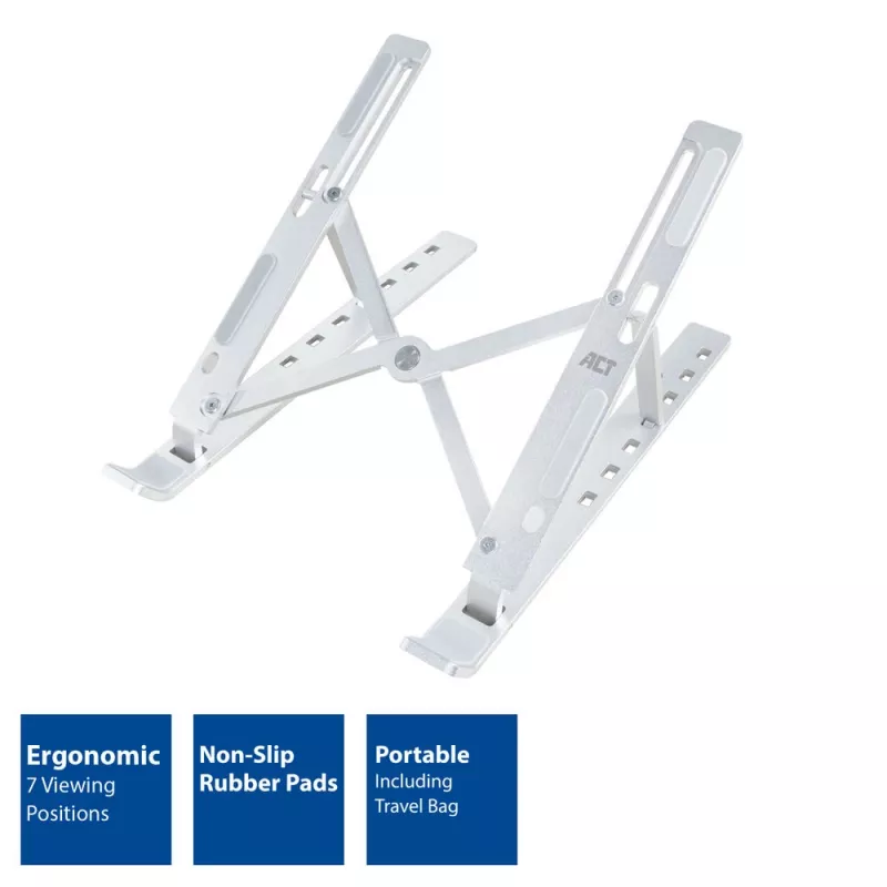 ACT soporte plegable para portátil aluminio, altura ajustable en 7 posiciones