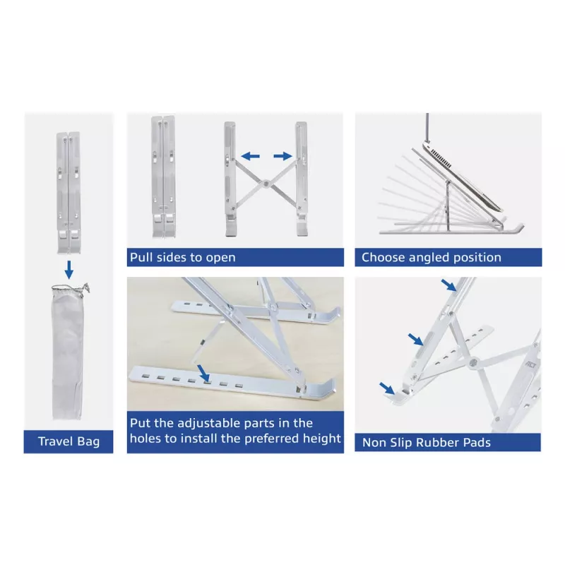 ACT soporte plegable para portátil aluminio, altura ajustable en 7 posiciones