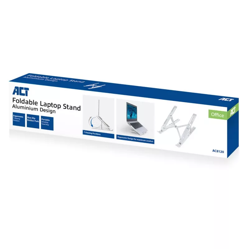 ACT soporte plegable para portátil aluminio, altura ajustable en 7 posiciones