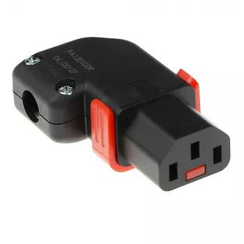 ACT C13 IEC Lock+ conector acodado izquierdo o derecho recableable negro, PA130100RBK