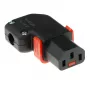 ACT C13 IEC Lock+ conector acodado izquierdo o derecho recableable negro, PA130100RBK