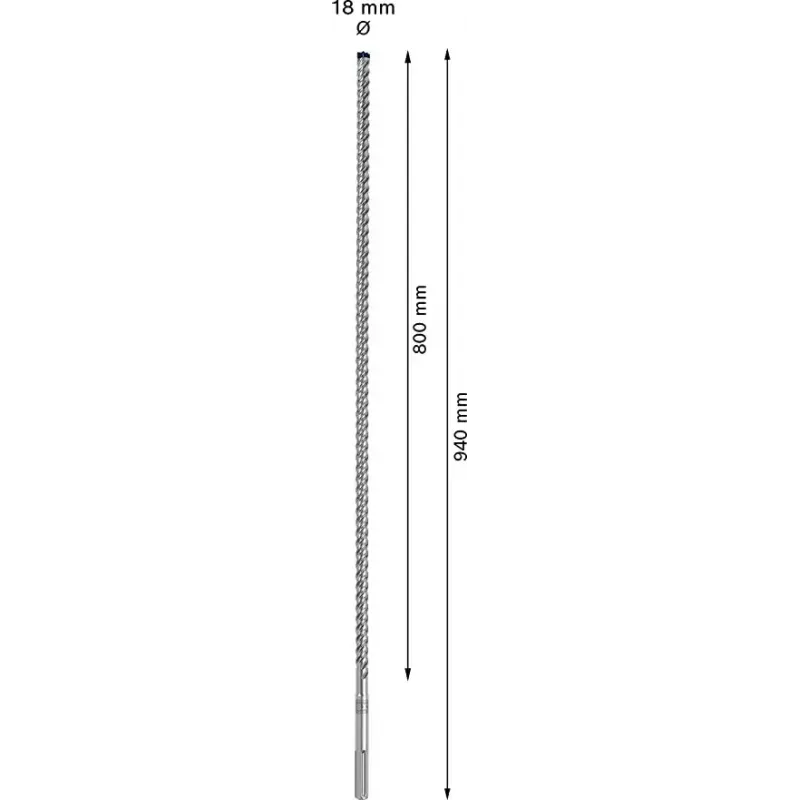 Broca SDS-max Bosch Expert 18 mm x 940 mm para trabajos pesados de perforación en hormigón