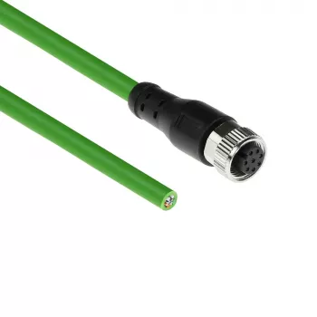 Cable de sensor ACT Industrial 5,00 m M12A 8 polos conector hembra a extremo abierto, cable TPE Ultraflex, apantallado