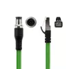 Cable de sensor ACT Industrial 1,50 m M12A 8 polos conector macho a conector macho RJ45, cable TPE SF/UTP Ultraflex, apantallado