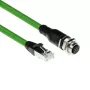 Cable de sensor ACT Industrial 1,50 m M12A 8 polos conector hembra a conector macho RJ45, cable TPE SF/UTP Ultraflex, apantallado
