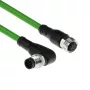 Cable de sensor ACT Industrial 3,00 m M12A 8 polos conector macho en ángulo recto a conector hembra M12A, cable TPE Ultraflex, apantallado