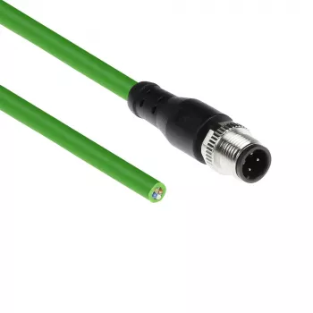 Cable de sensor ACT Industrial 1,50 m M12D 4 pines conector macho a extremo abierto, cable TPE Superflex Xtreme, apantallado
