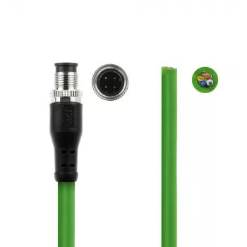 Cable de sensor ACT Industrial 1,50 m M12D 4 pines conector macho a extremo abierto, cable TPE Superflex Xtreme, apantallado