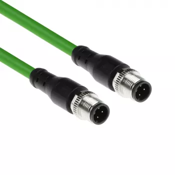 Cable de sensor ACT Industrial 5,00 m M12D 4 polos conector macho a conector macho M12D 4 polos, cable TPE Superflex Xtreme, apantallado