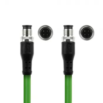 Cable de sensor ACT Industrial 5,00 m M12D 4 polos conector macho a conector macho M12D 4 polos, cable TPE Superflex Xtreme, apantallado