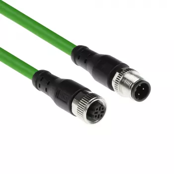 Cable de sensor ACT Industrial 1,50 m M12D 4 polos conector macho a conector hembra M12D 4 polos, cable TPE Superflex Xtreme, apantallado