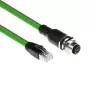Cable de sensor ACT Industrial 1,50 m M12D 4 polos conector hembra de chasis a conector macho RJ45, cable TPE Superflex Xtreme, apantallado
