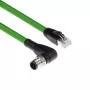 Cable de sensor ACT Industrial 5,00 m M12D 4 polos conector macho acodado a conector macho RJ45, cable TPE Superflex Xtreme, apantallado