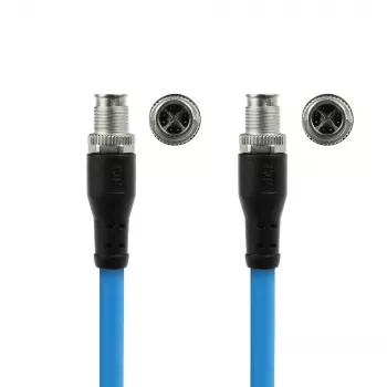 Cable de sensor ACT Industrial 1,50 m M12X 8 polos conector macho a conector macho M12X 8 polos, cable TPE SF/UTP Superflex, apantallado