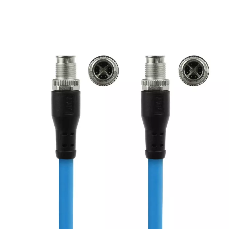 Cable de sensor ACT Industrial 3,00 m M12X 8 polos conector macho a conector macho M12X 8 polos, cable TPE SF/UTP Superflex, apantallado
