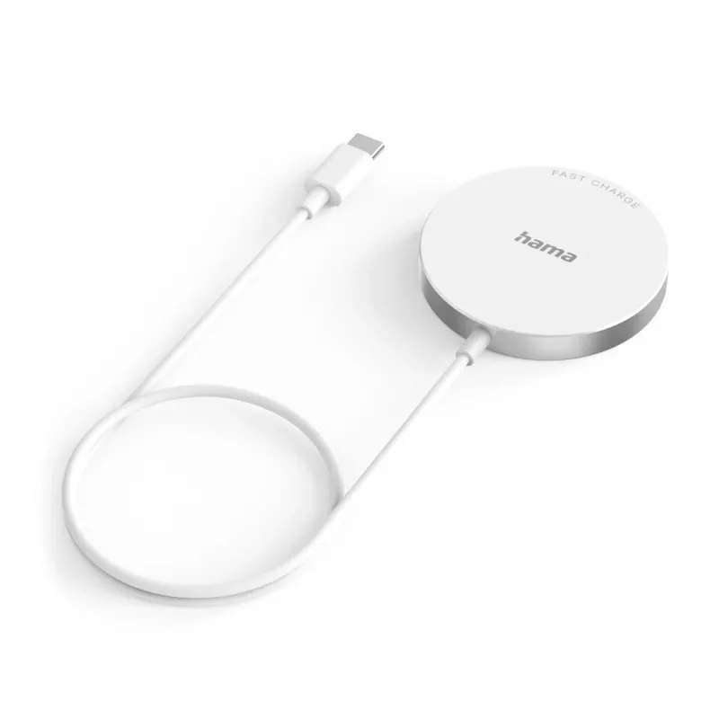 Hama MagCharge FC15 Teléfono móvil, smartphone Blanco USB Carga inalámbrica Carga rápida Interior