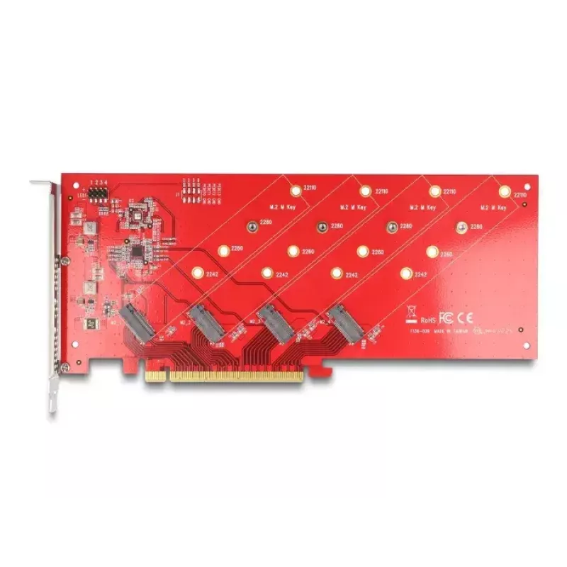 DeLOCK tarjeta PCI Express x16 a 4 x NVMe M.2 Key M 110 mm internos Bifurcation