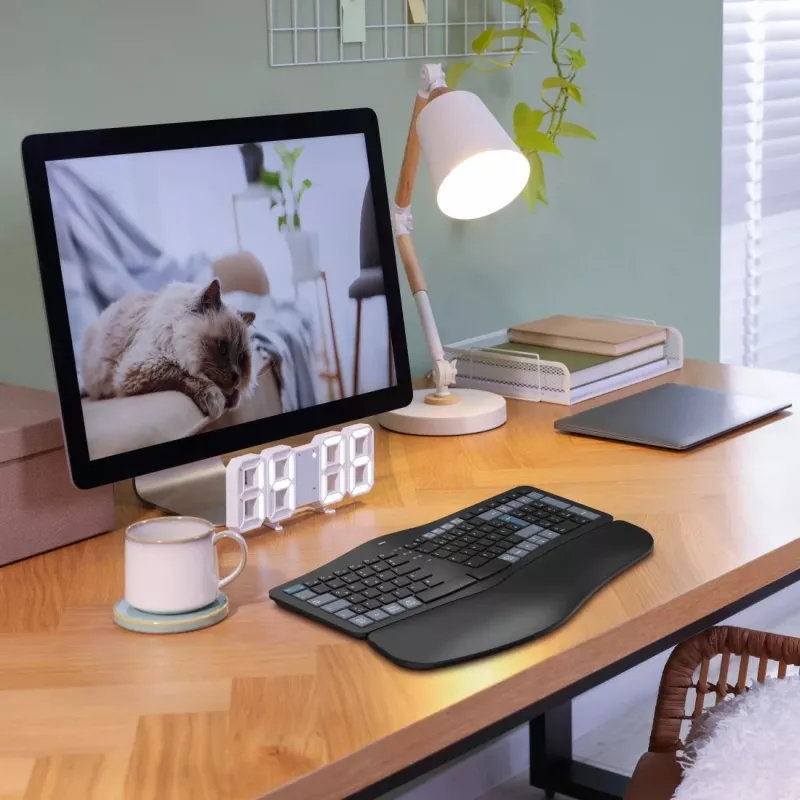 Hama WK-900 Ergo teclado inalámbrico multidispositivo dividido, LED, QWERTZ, negro