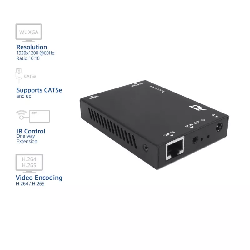 Receptor ACT AC7853 HDMI sobre CATx — receptor de señal HDMI sobre Ethernet hasta 150 m