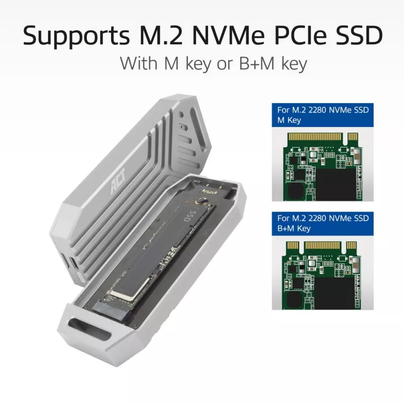 ACT Carcasa SSD USB 40 Gbit/s M.2 2280 NVMe / PCIe, sin herramientas