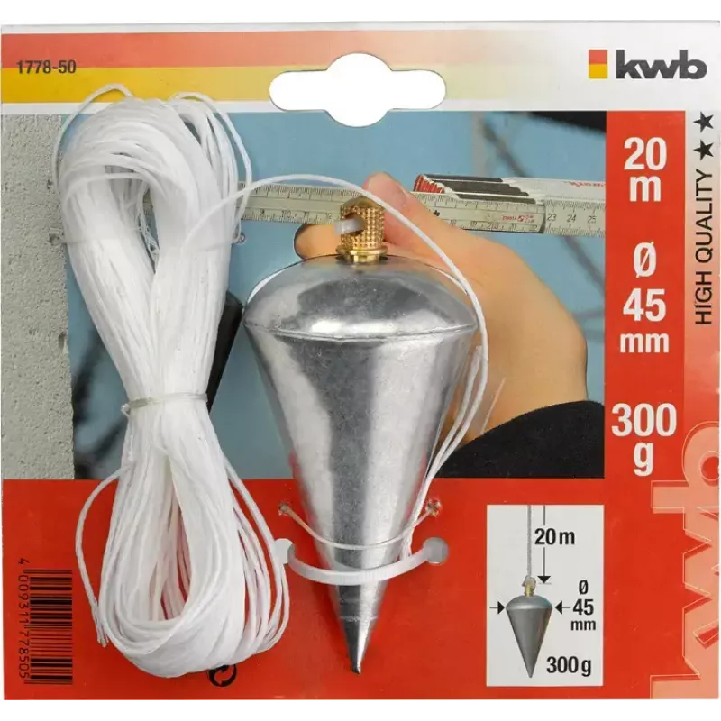 KWB 177850 Plomada 300 g con cuerda de 20 m