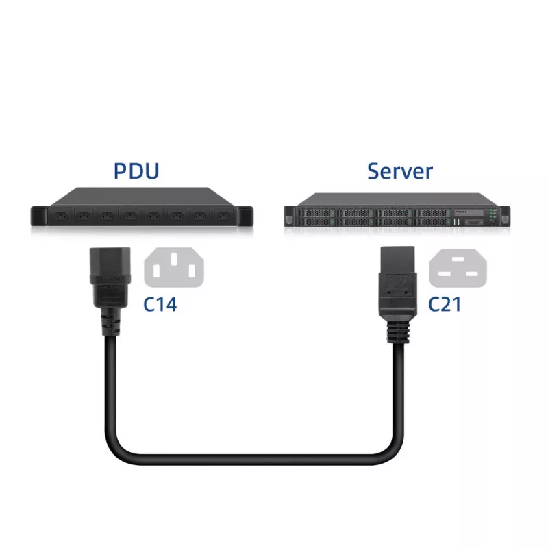 Cable de alimentación ACT C14 a C21 IEC60320, 2 m, 250 V, 10 A, negro