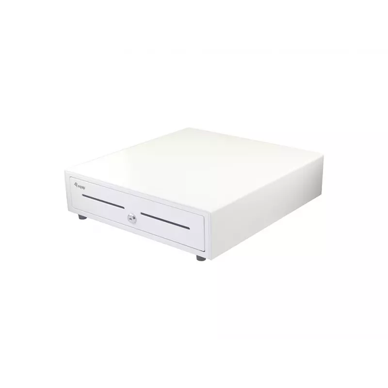 Equip 351011 cajón portamonedas POS, 4 compartimentos para billetes / 8 para monedas, RJ11, blanco