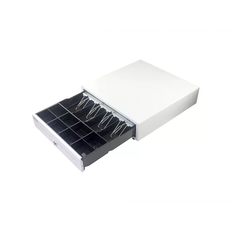 Equip 351011 cajón portamonedas POS, 4 compartimentos para billetes / 8 para monedas, RJ11, blanco