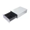 Cajón portamonedas Equip para sistemas de caja (POS), 4 compartimentos para billetes / 4 para monedas, ranuras para monedas extraíbles, conexión RJ11, aluminio