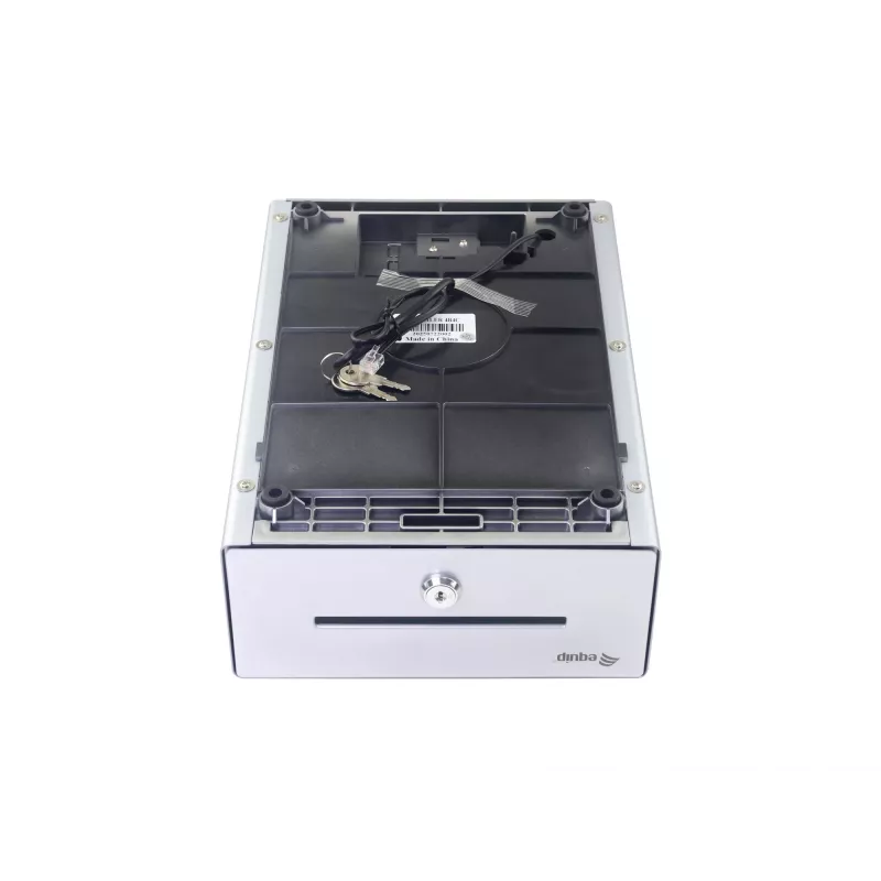 Cajón portamonedas Equip para sistemas de caja (POS), 4 compartimentos para billetes / 4 para monedas, ranuras para monedas extraíbles, conexión RJ11, aluminio