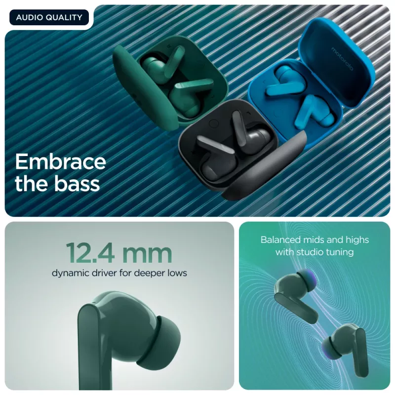 Motorola Moto Buds Bass auricular True Wireless Stereo (TWS) in-ear llamadas/música Bluetooth verde