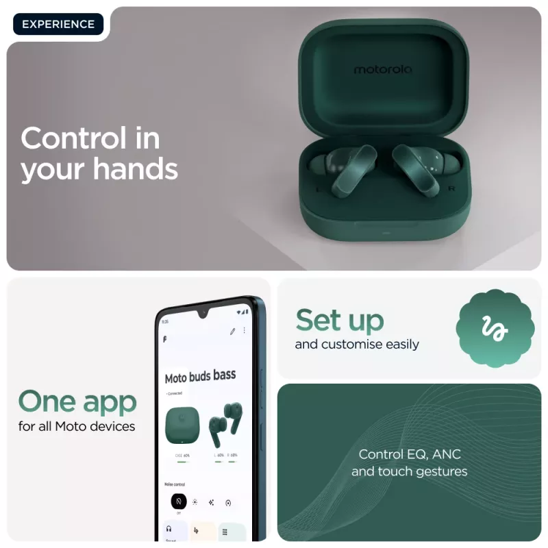 Motorola Moto Buds Bass auricular True Wireless Stereo (TWS) in-ear llamadas/música Bluetooth verde