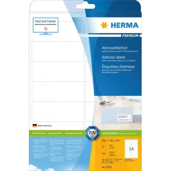 Etiquetas de dirección Premium HERMA 5076 A4 99,1x38,1 mm