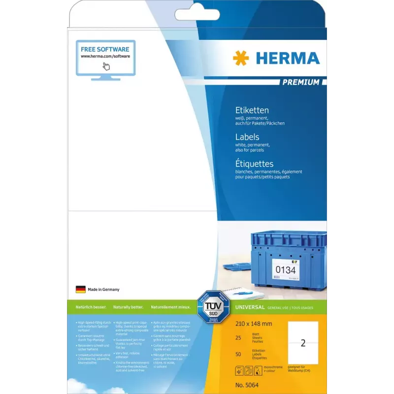 Etiqueta de impresora autoadhesiva HERMA Labels Premium A4 5064