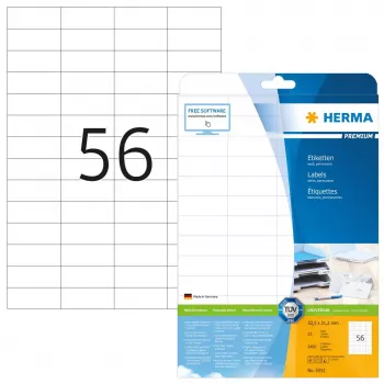 HERMA etiquetas Premium A4 52,5x21,2 mm blanco papel mate 1400 unidades