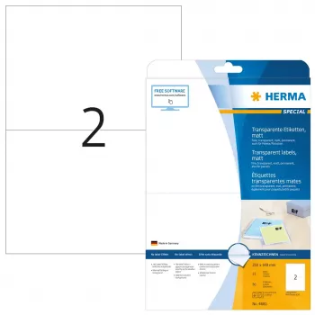 Etiqueta de impresora autoadhesiva HERMA Labels transparente mate A4 210x148 mm film