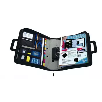 WEDO personal organizer 58 601 — carpeta de documentos de plástico y poliéster para A4 con compartimento para tarjetas de visita, negro