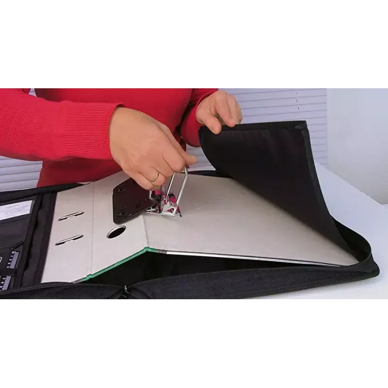 WEDO personal organizer 58 601 — carpeta de documentos de plástico y poliéster para A4 con compartimento para tarjetas de visita, negro