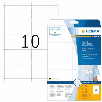 Insertos para placas de identificación HERMA A4 90x54 mm blanco cartón 250 uds.