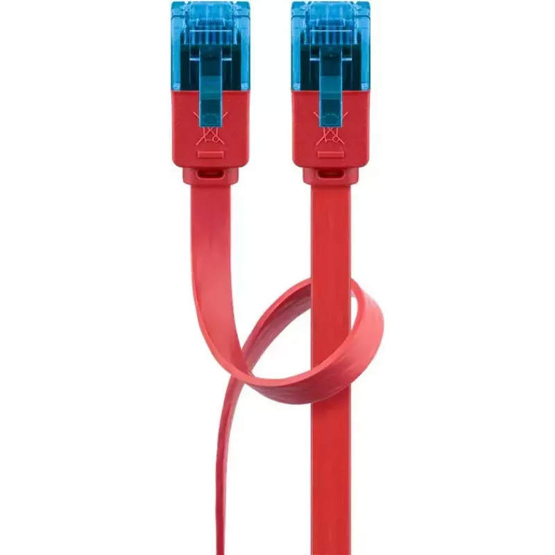 Cable de parcheo plano Goobay CAT 6A U/UTP rojo 0,5 m