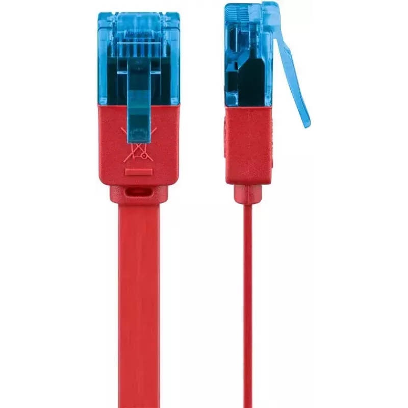 Cable de parcheo plano Goobay CAT 6A U/UTP rojo 0,5 m