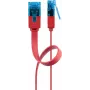 Cable de parcheo plano Goobay CAT 6A U/UTP rojo 0,5 m