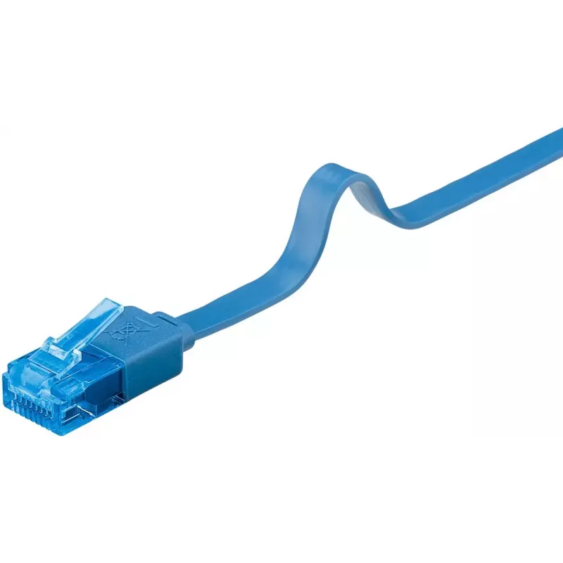 Cable patch plano Goobay CAT 6A U/UTP azul 1 m